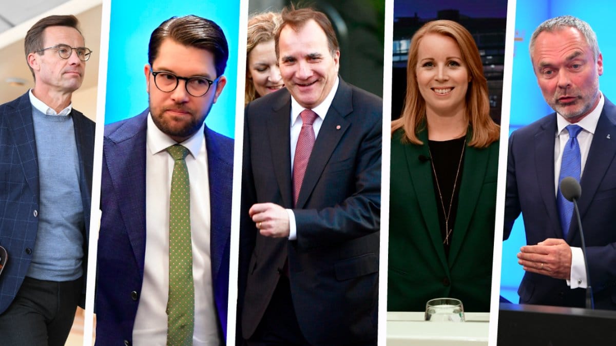 Kristersson/Åkesson/Löfven/Lööf och Björklund.Kollage