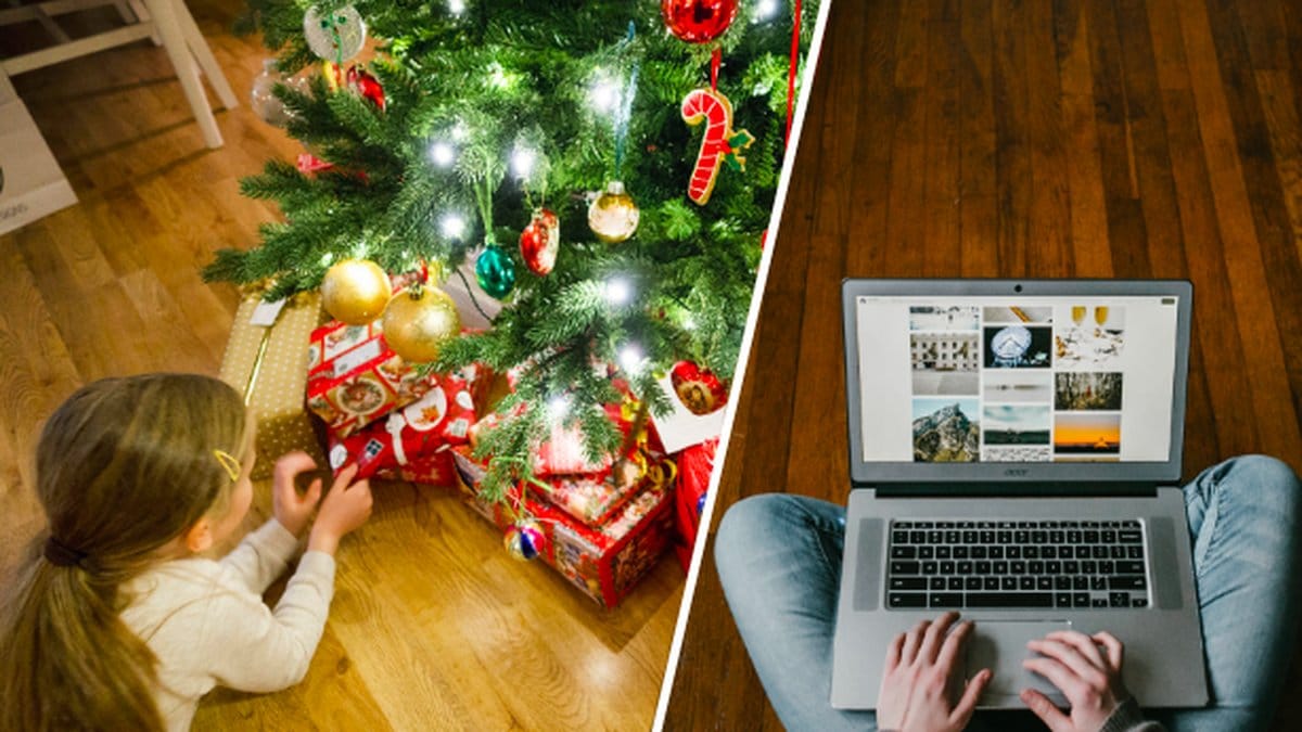 Dator, barn på julafton