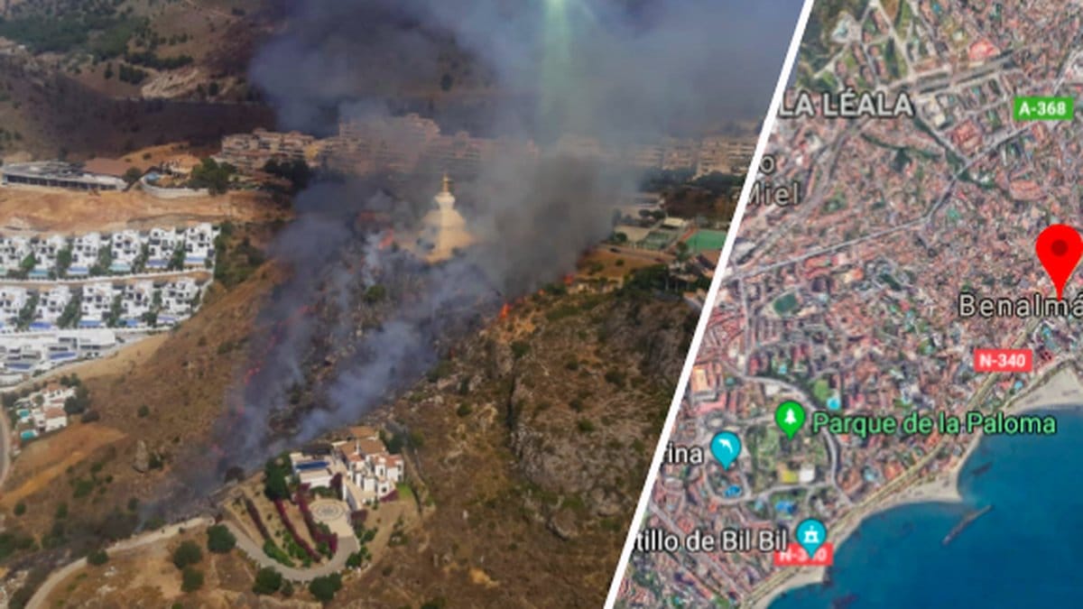 Stor brand vid buddhistisk byggnad i Spanien.
