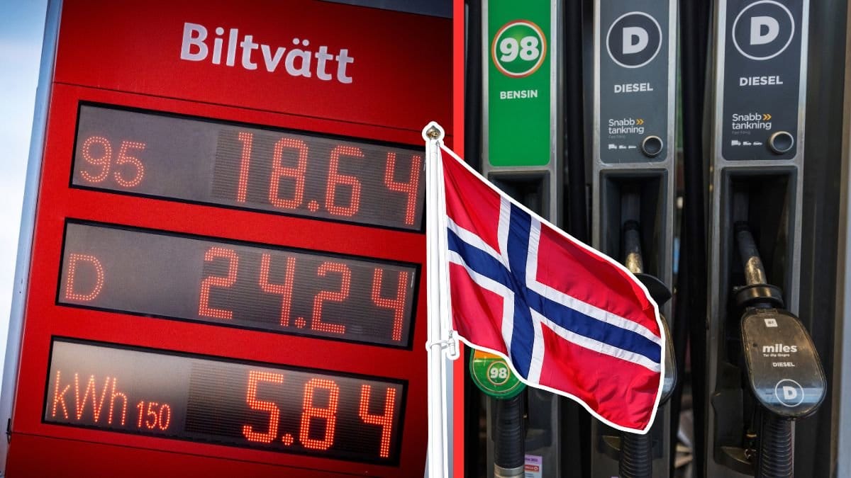 Norrmännen köar för billigare svensk bensin.