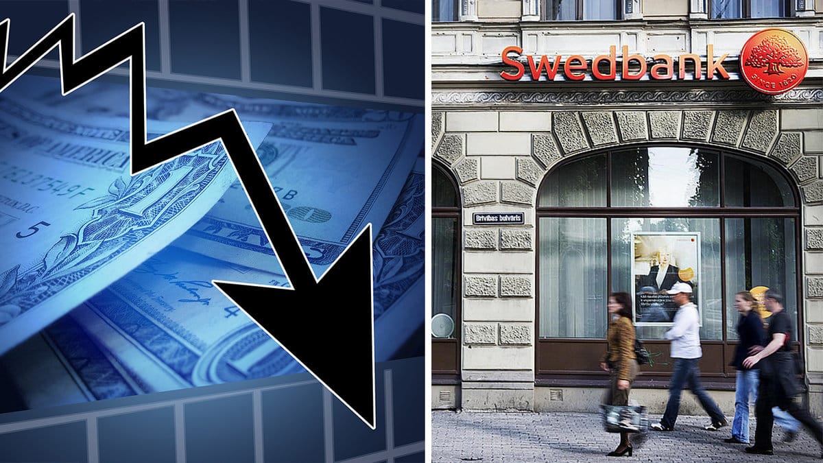 pil som visar neråt, Swedbank