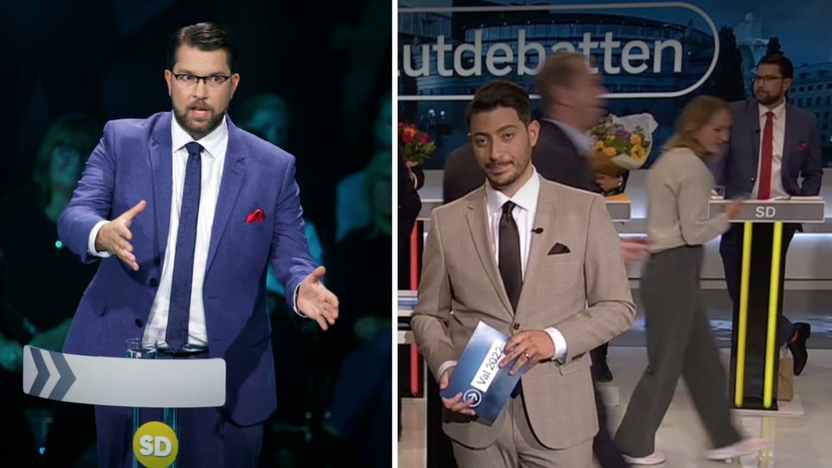 Jimmie Åkesson var den enda partiledaren under slutdebatten som blev utan blomster.