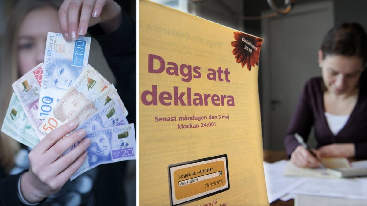 Genrebilder på deklaration och pengar.
