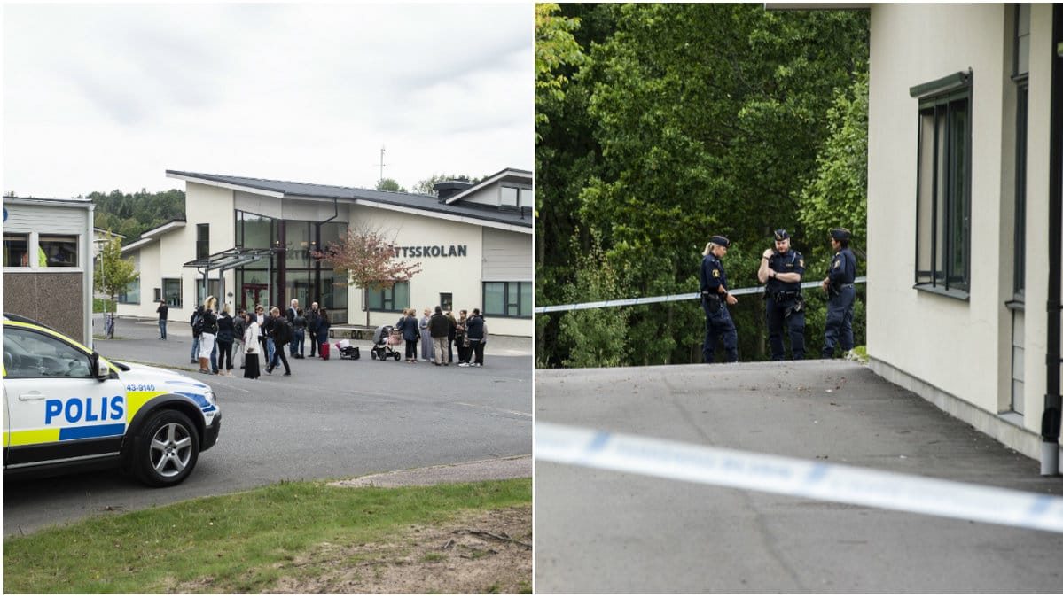 Bilder från knivattacken på Råslättsskolan i Jönköping.