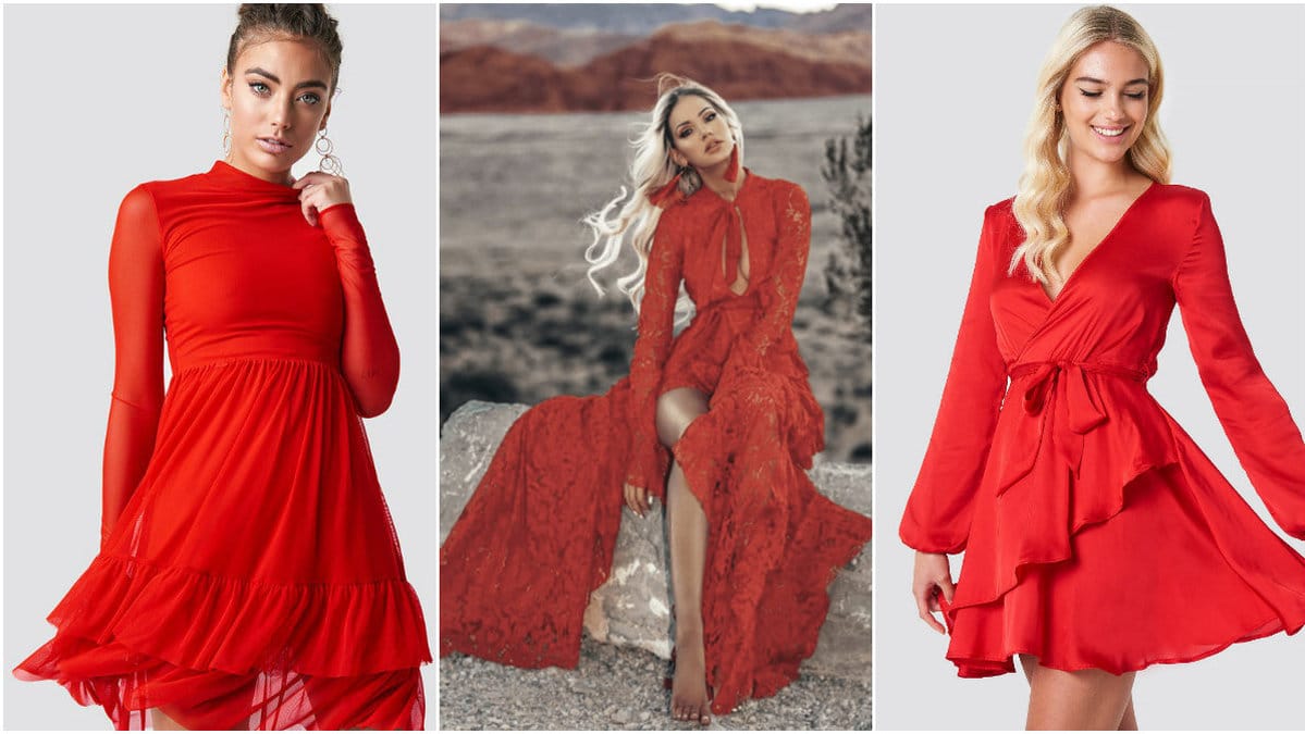 Tjej i långklänning, tjej på stol, tjej med röd klänning.