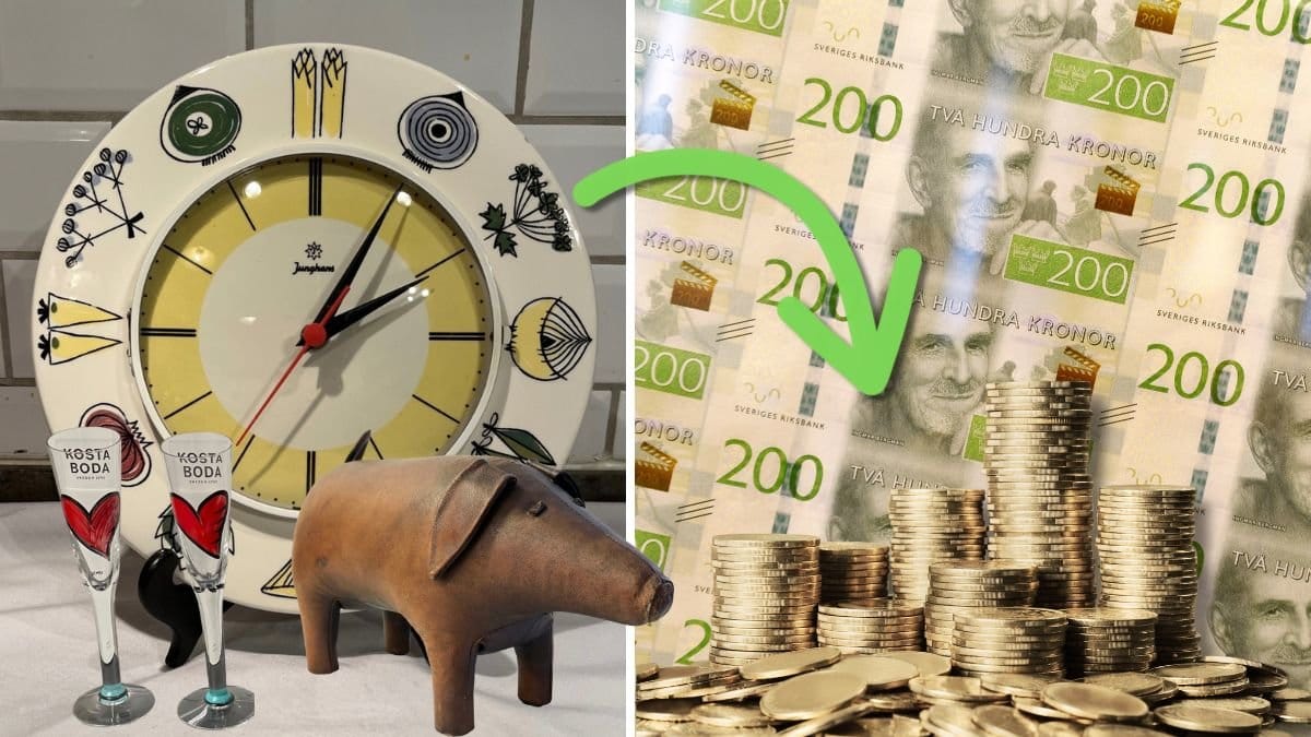 Inredningsdekorationer och svenska pengar.
