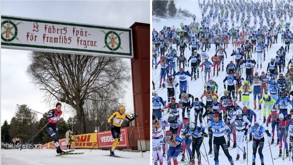 Vasaloppets drygt 15 000 åkare har kommit till första backen efter starten i Berga by. Arkivbild.