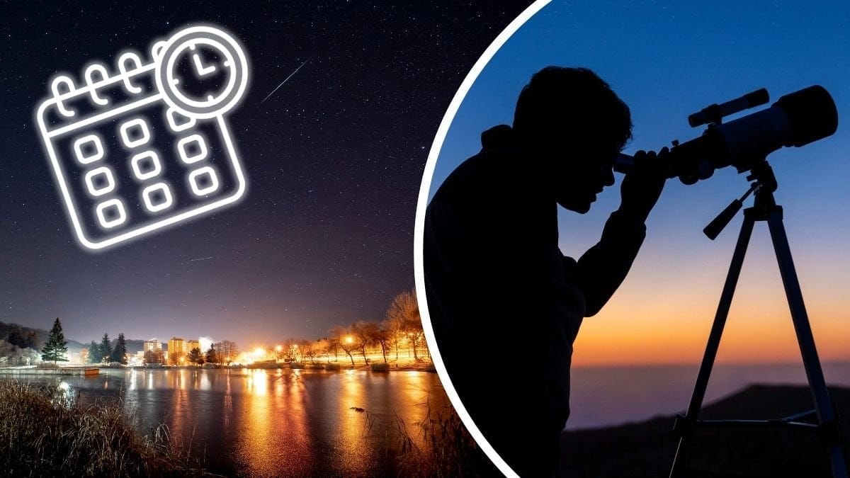 Geminiderna över Ungern och någon som tittar i en stjärnkikare