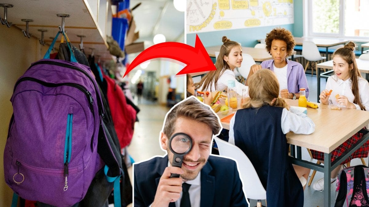 Skola, ryggsäck, pil, man