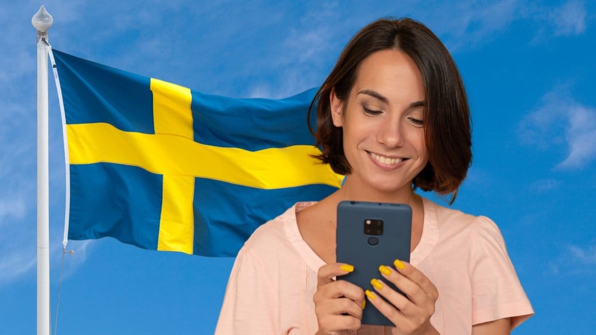 Kvinna med mobil, 