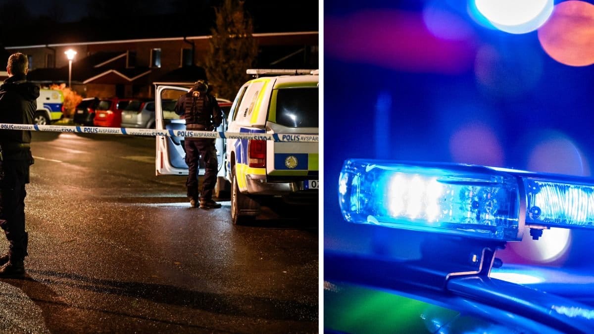 Polisavspärrning och blåljus.