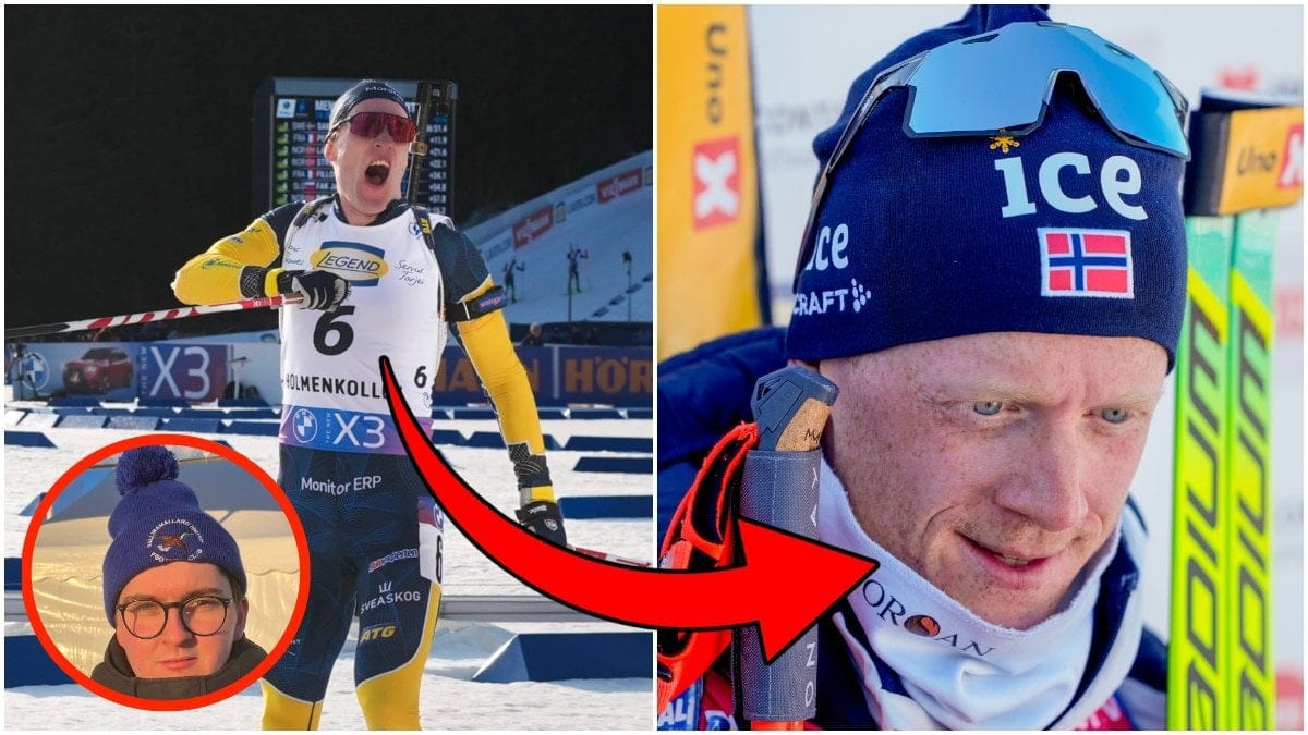 Sebastian Samuelsson var inte blyg i sitt firande framför norska publiken
