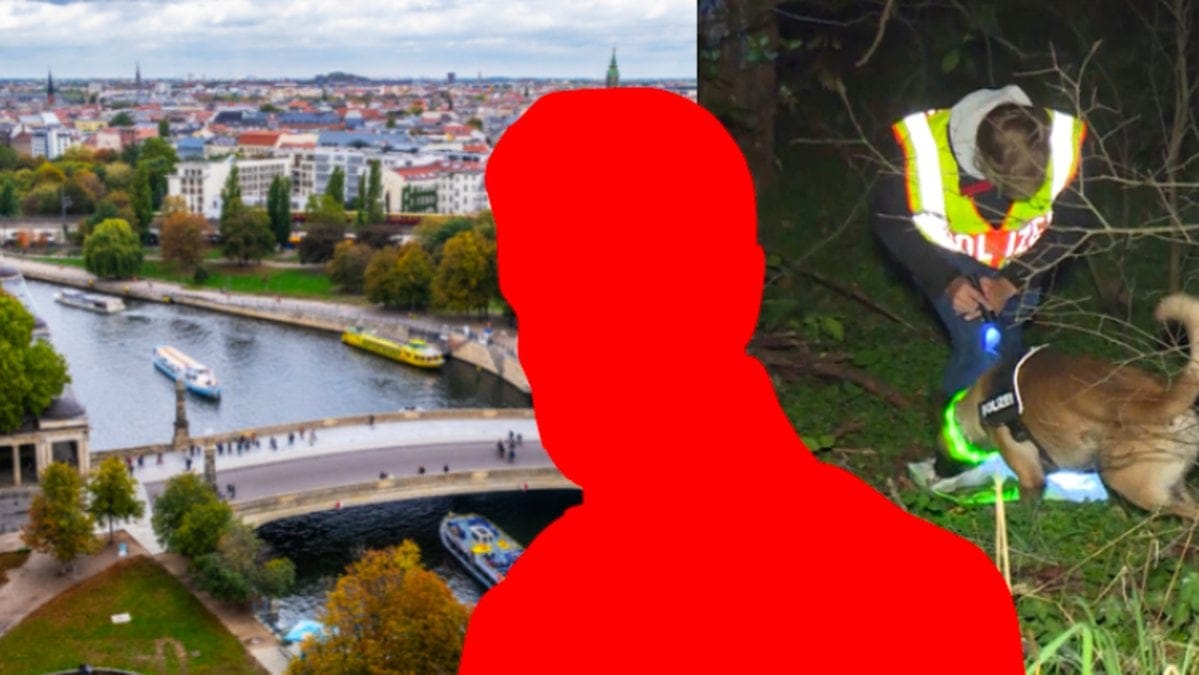 Polis söker med hund i nordöstra Berlin, i samband med att kvarlevor hittades i november 2020.