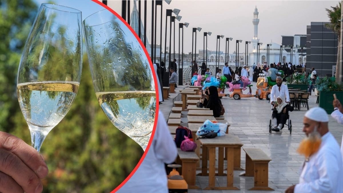 champagne och gatvy saudiarabien