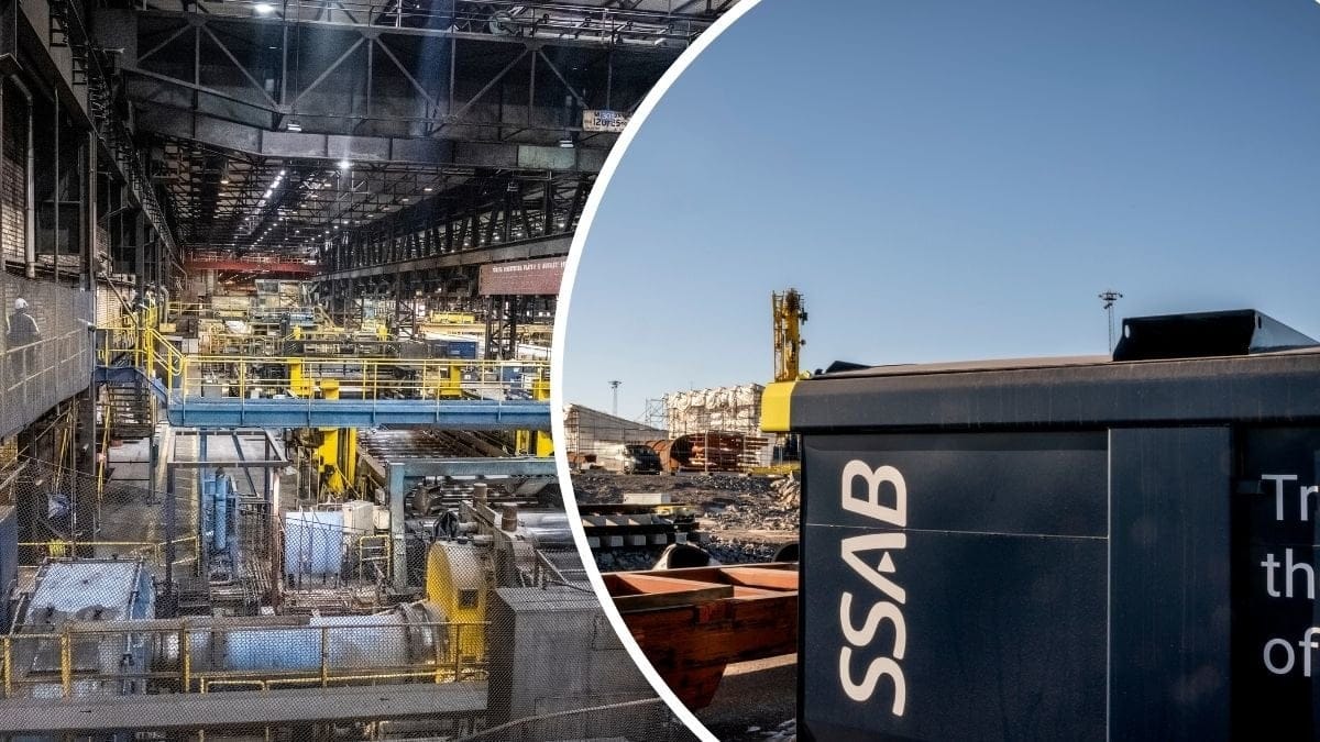 SSAB industrianläggning vänster. SSAB conatiner höger.