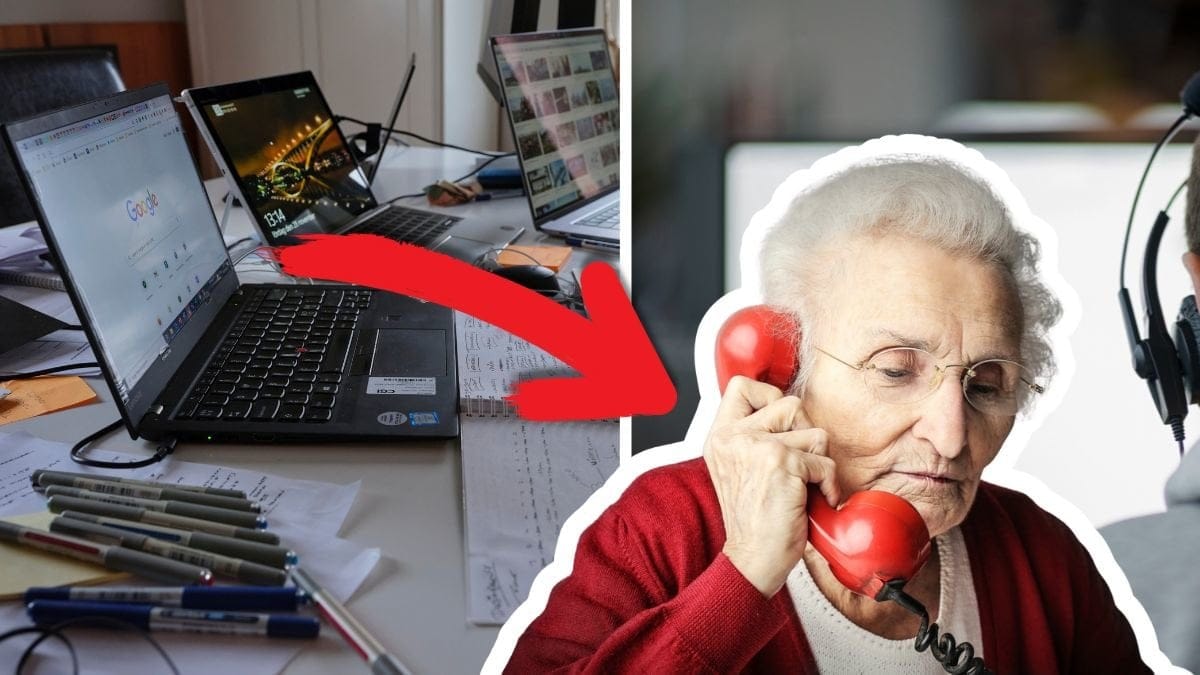 Dator och äldre dam.