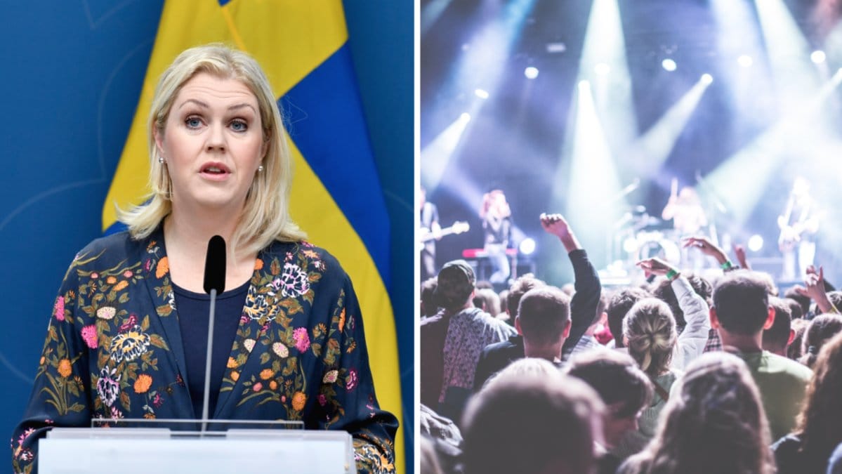 Lena Hallengren och genrebild på folkhav.
