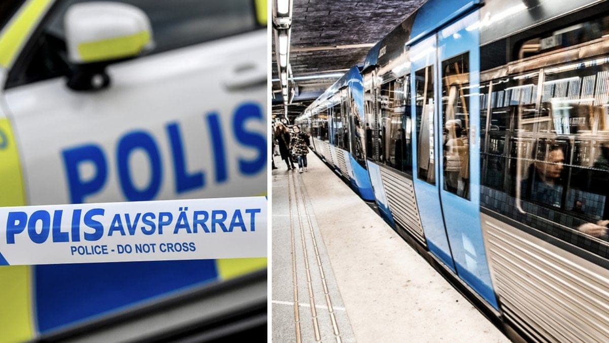 Rökutveckling på tunnelbanestation i Stockholm.