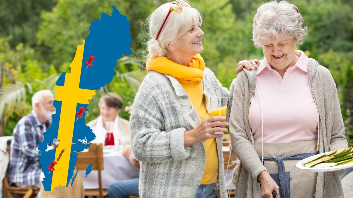 Sverige, kvinnor, röd nål, karta