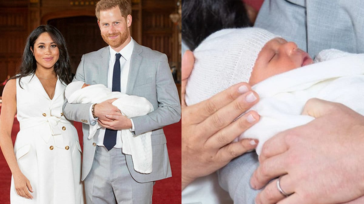 Prins Harry och Meghan Markle med sin son.