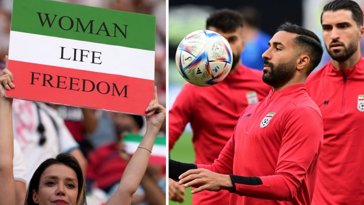 Iranska protester under VM i Qatar.