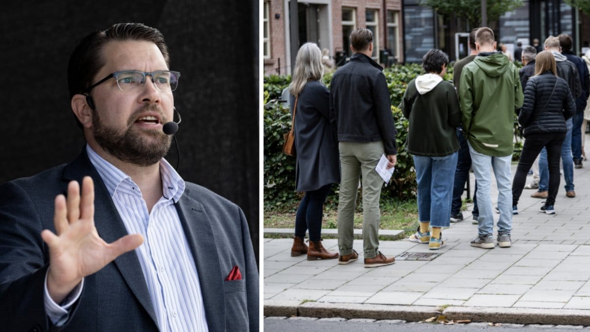 Långa köer gjorde att Jimmie Åkesson tvingades byta vallokal.