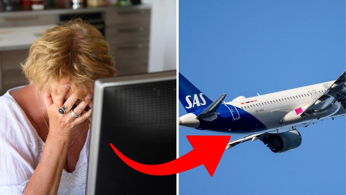 Ledsen kvinna och flygplan