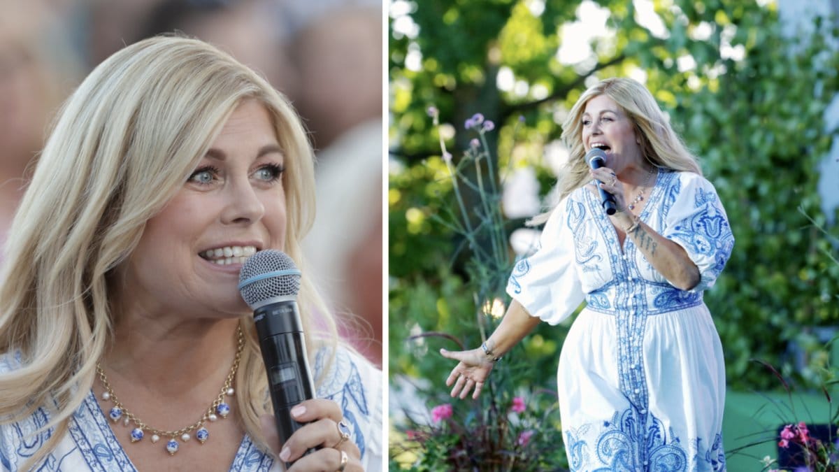 Pernilla Wahlgren har gjort sin debut som programledare för Allsång på Skansen. 