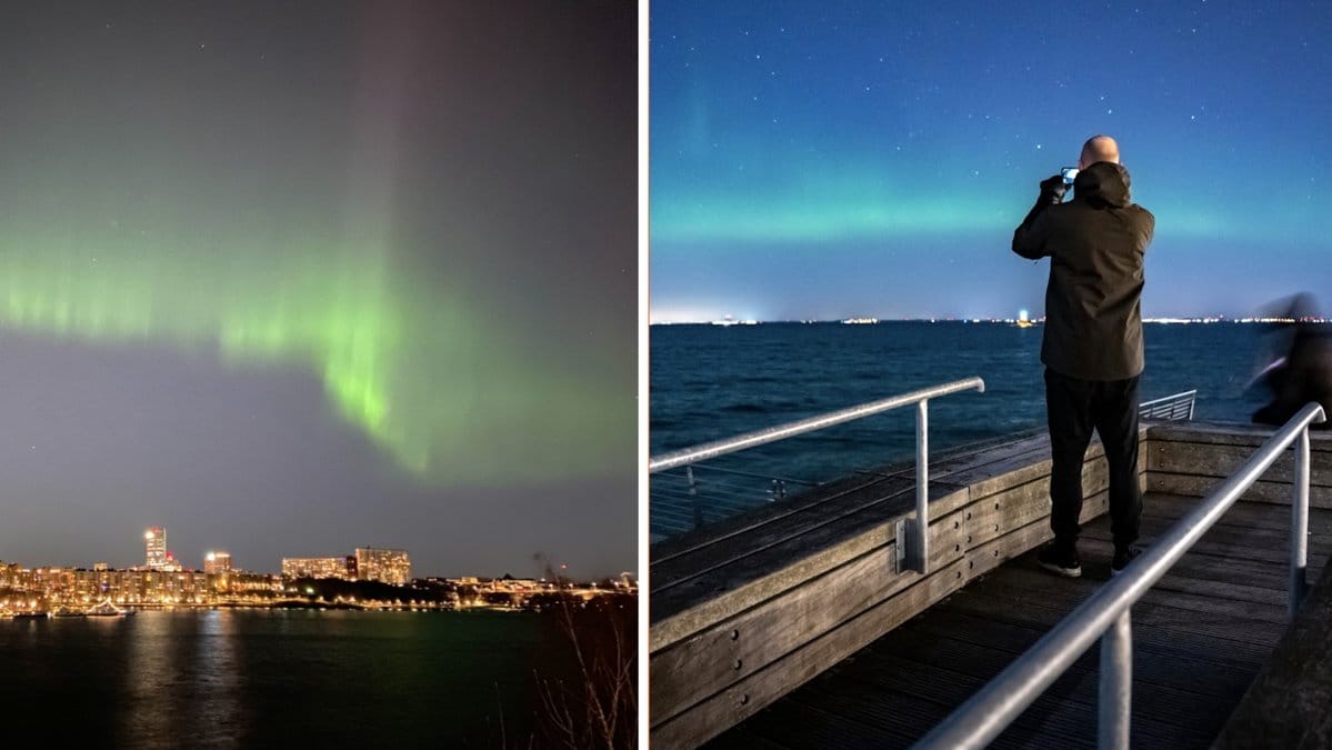 Norrsken kunde på söndagen ses allra längst ner i söder.