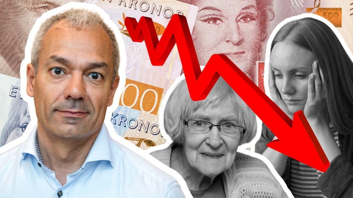 Arturo Arques, äldre kvinna och ung kvinna samt svenska sedlar