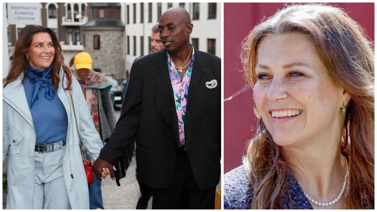 Prinsessan Märtha Louise och hennes Durek Verrett under ett besök på ett stall i Lierskogen i juni.