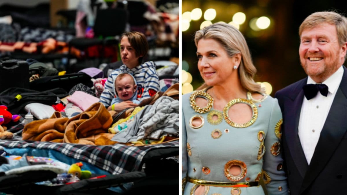 Nederländska kungaparet tar emot ukrainska flyktingar.