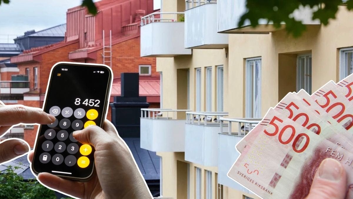 Hyreshus, miniräknare och pengar.