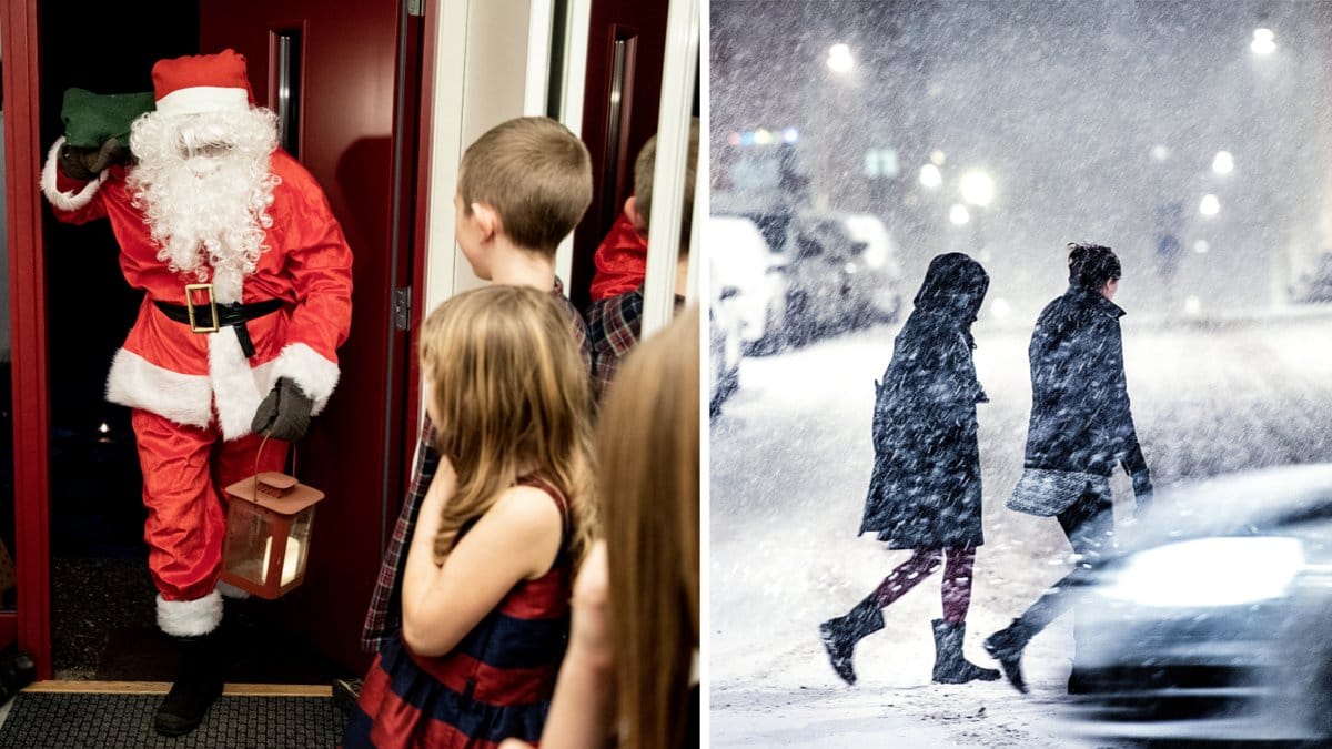 Tomte och snöoväder.