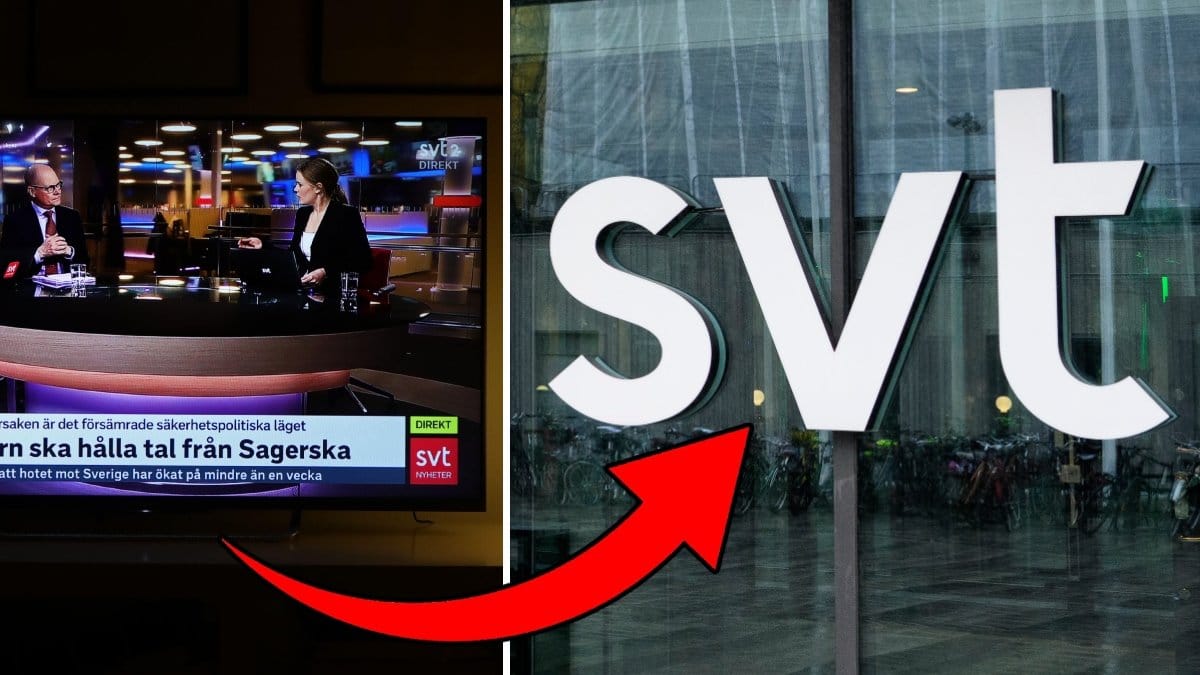 Bilder på en tv-sändning och SVT-loggan.