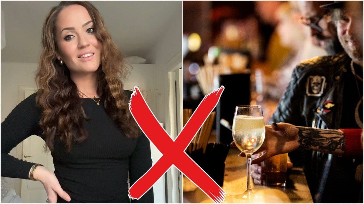Emelie Berger står framför kameran några timmar innan hon blev drogad av GHB. Andra bilden visar en genre bild på en bar och ett glas med vin.