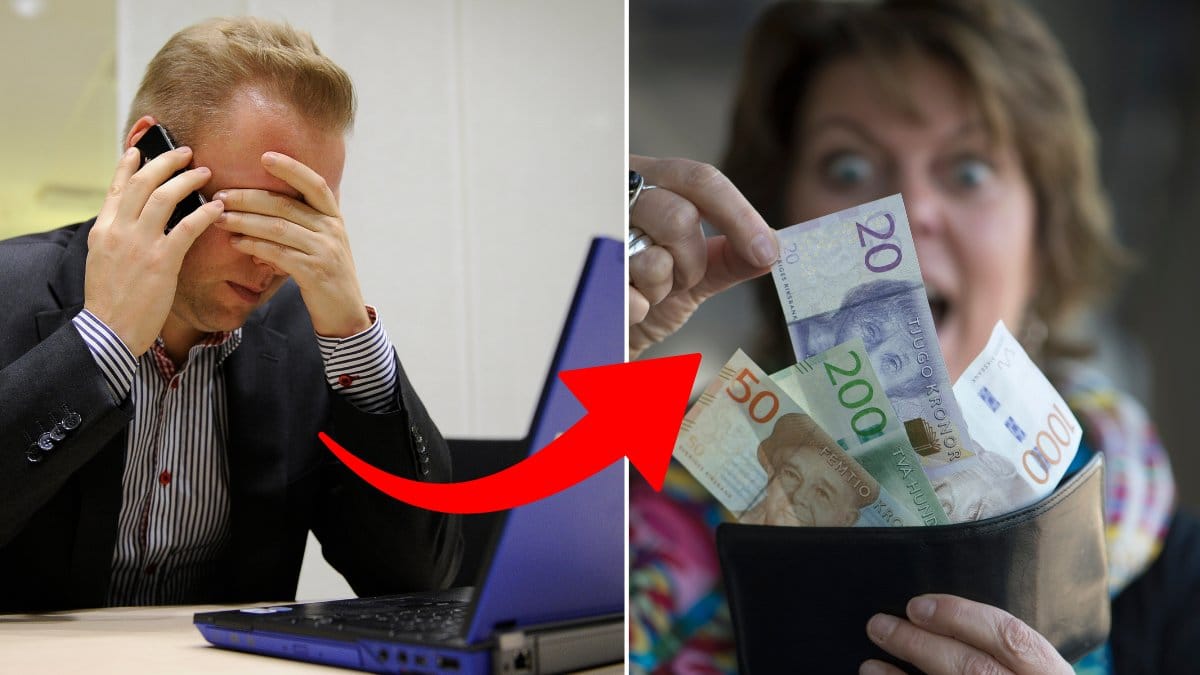 Man som jobbar och kvinna med pengar