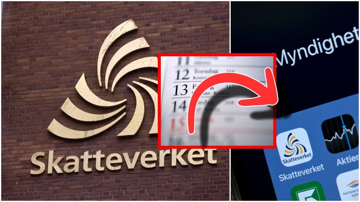 Skatteverkets logga med en röd pil över en kalender.