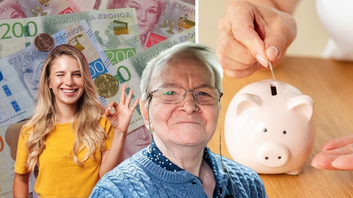 Pengar, spargris, ung kvinna och en äldre kvinna.