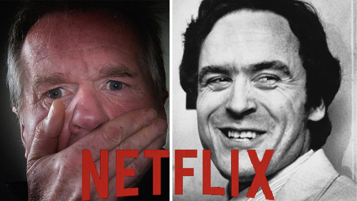 en skrämd man håller för munnen, Ted Bundy