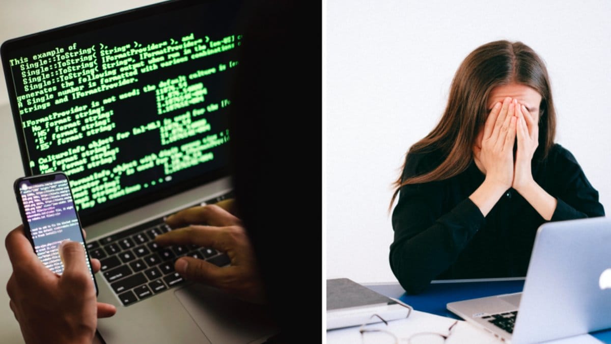 Hacker och ledsen tjej