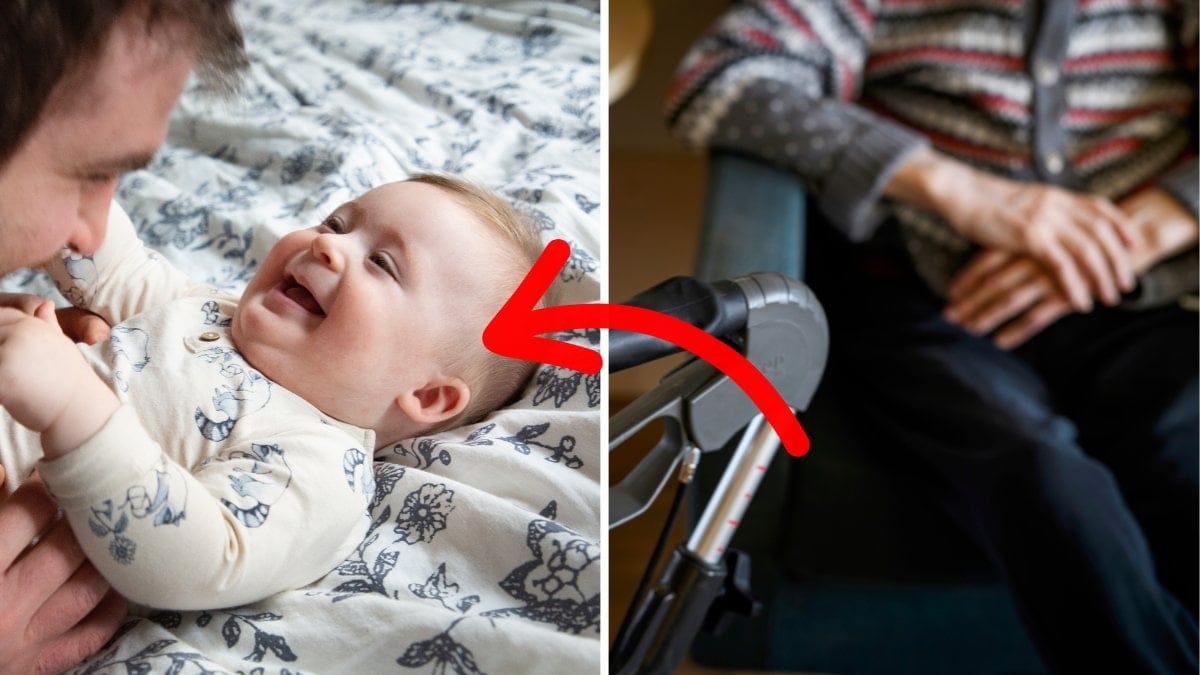 bebis och äldre person