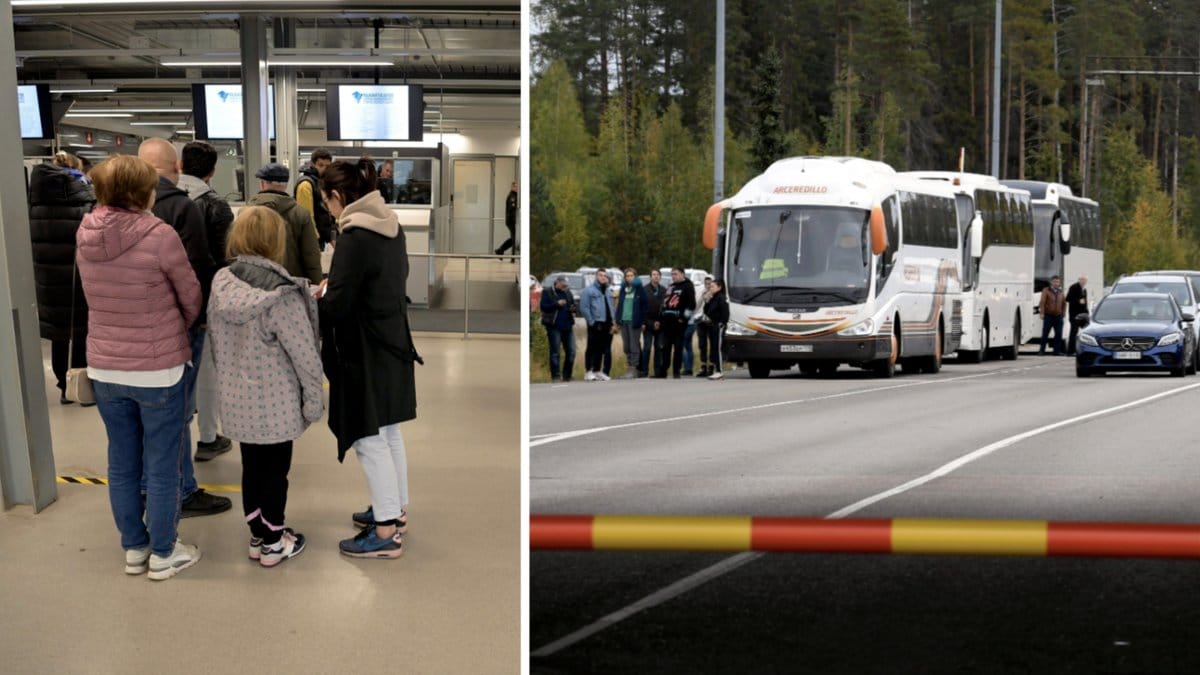 Bilar köar för att få köra in i Finland från Ryssland vid gränsstationen i Virolahti 