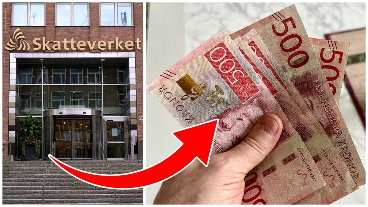 Skatteverkets entré och femhundrasedlar. 